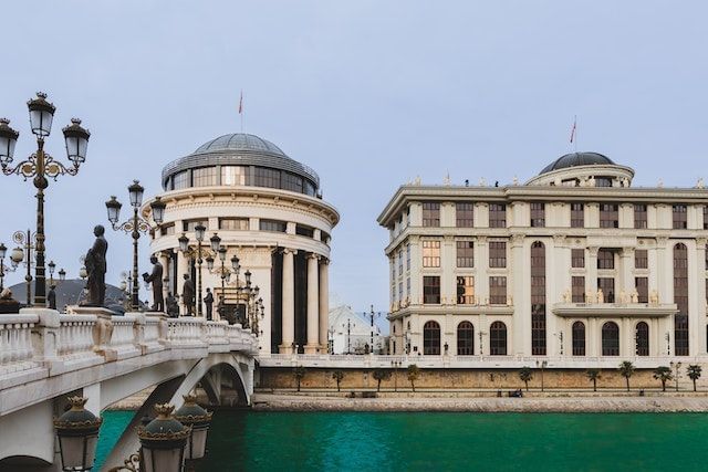 Picture of bridges and monuments in Skopje